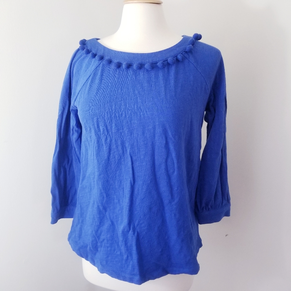 Boden cute blue pom top Size 8